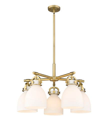 Downtown Urban Five Light Chandelier in Brushed Brass (405|410-5CR-BB-G412-7WH)