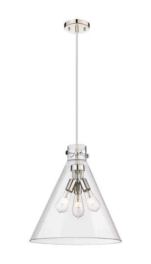 Downtown Urban Three Light Pendant in Polished Nickel (405|410-3PL-PN-G411-18CL)