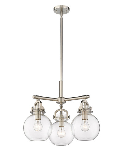 Downtown Urban Three Light Pendant in Satin Nickel (405|410-3CR-SN-G410-7CL)