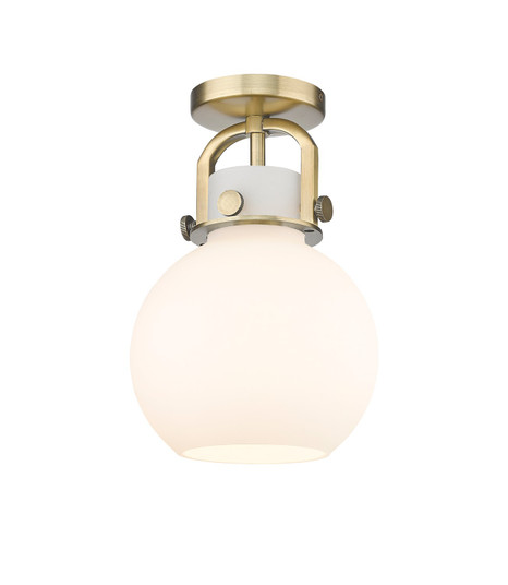 Downtown Urban One Light Flush Mount in Brushed Brass (405|410-1F-BB-G410-8WH)