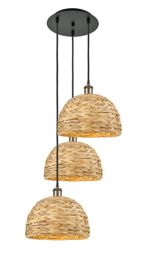 Downtown Urban Three Light Pendant in Black Antique Brass (405|113B-3P-BAB-RBD-12-NAT)