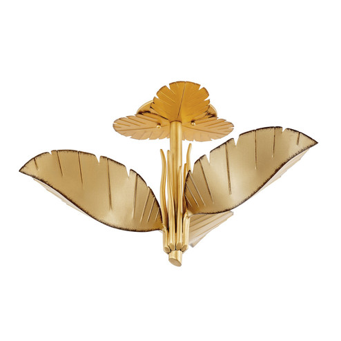 Banana Leaf Three Light Semi-Flush Mount in Gold/Dark Edging (137|901S03GO)