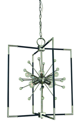 Zeta Eight Light Chandelier in Brushed Nickel with Matte Black Accents (8|L1118 BN/MBLACK)