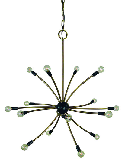 Comet 16 Light Chandelier in Antique Brass with Matte Black Accents (8|L1076 AB/MBLACK)