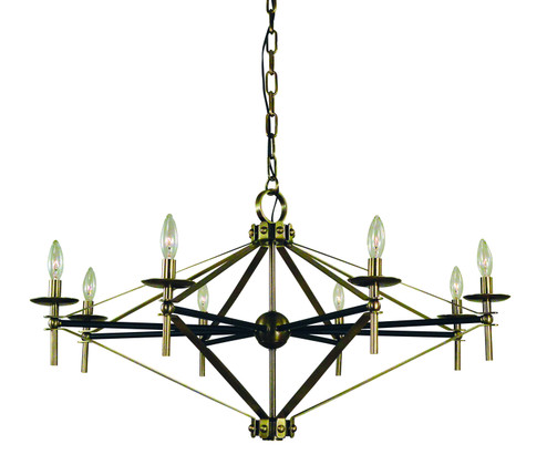 Fleurette Eight Light Chandelier in Antique Brass with Matte Black Accents (8|L1028 AB/MBLACK)