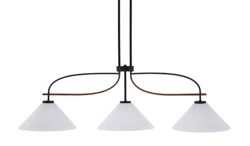 Monterey Three Light Island Pendant in Matte Black & Painted Wood-look (200|2936-MBWG-2121)