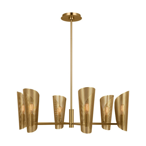 Plivot Six Light Chandelier in Burnished Brass (454|LXC1056BBS)