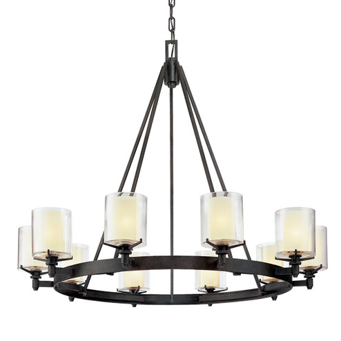 Arcadia Ten Light Chandelier in Textured Iron (67|F1710-TRN)