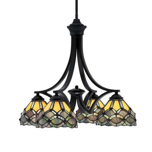 Zilo Four Light Chandelier in Matte Black (200|568-MB-9435)