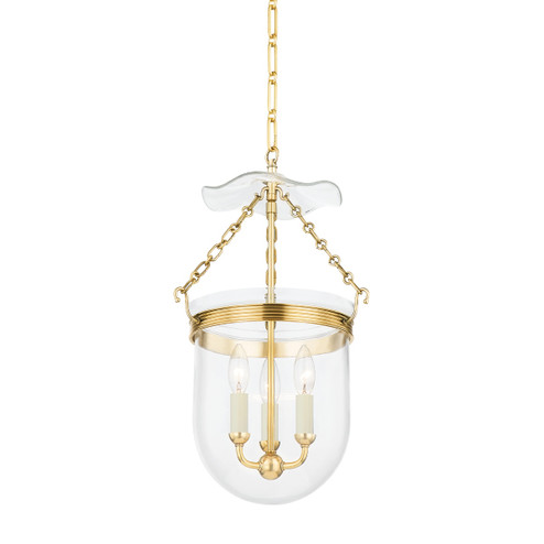 Rousham Three Light Lantern in Aged Brass (70|MDS1601-AGB)