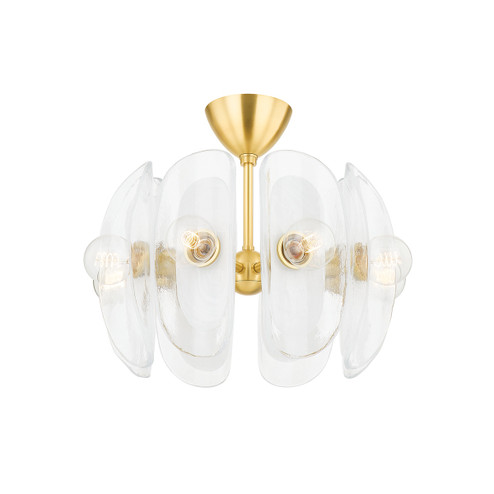 Hilo Eight Light Semi Flush Mount in Aged Brass (70|9122-AGB)