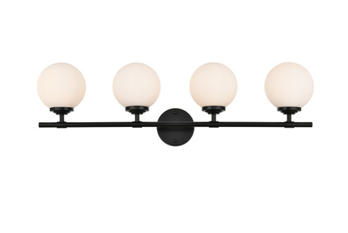 Ansley Four Light Bath Sconce in Black and frosted white (173|LD7301W33BLK)