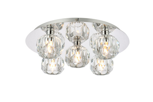 Graham Five Light Flush Mount in Chrome and Clear (173|3509F16C)