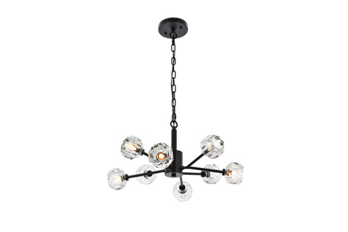 Graham Eight Light Pendant in Black and Clear (173|3509D24BK)
