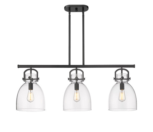 Downtown Urban Three Light Island Pendant in Matte Black (405|410-3I-BK-G412-10CL)