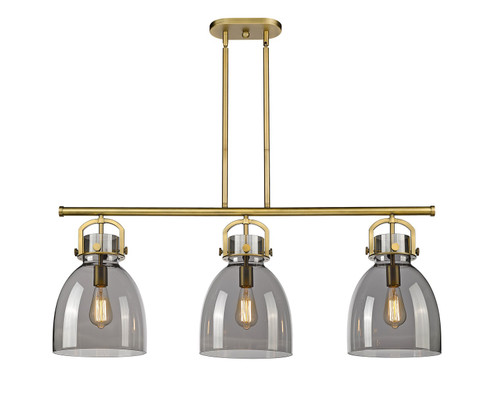 Downtown Urban Three Light Island Pendant in Brushed Brass (405|410-3I-BB-G412-10SM)