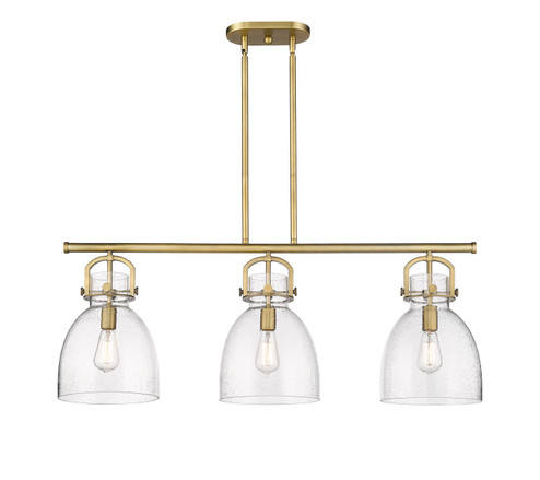 Downtown Urban Three Light Island Pendant in Brushed Brass (405|410-3I-BB-G412-10SDY)