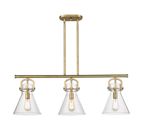 Downtown Urban Three Light Island Pendant in Brushed Brass (405|410-3I-BB-G411-10CL)