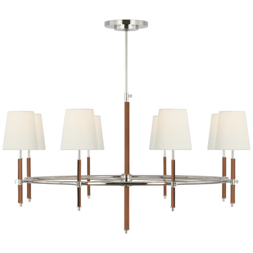 Bryant Wrapped LED Chandelier in Polished Nickel and Natural Leather (268|TOB 5588PN/NAT-L)