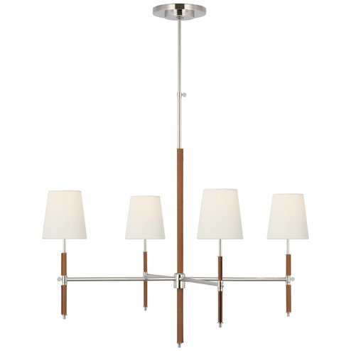 Bryant Wrapped LED Chandelier in Polished Nickel and Natural Leather (268|TOB 5582PN/NAT-L)