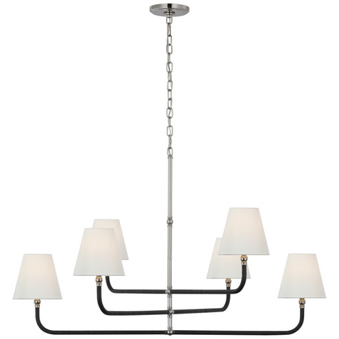 Basden LED Chandelier in Polished Nickel and Black Rattan (268|CHC 5083PN/BRT-L) Basden LED Chandelier in Polished Nickel and Black Rattan (268|CHC 5083PN/BRT-L)