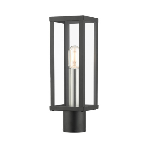 Gaffney One Light Outdoor Post Top Lantern in Black with Brushed Nickel (107|28034-04)