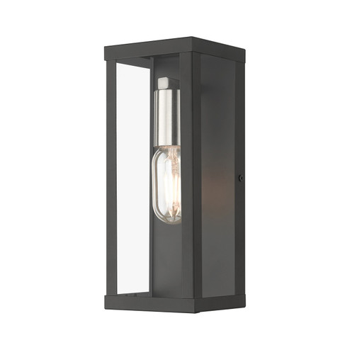 Gaffney One Light Outdoor Wall Lantern in Black with Brushed Nickel (107|28032-04)