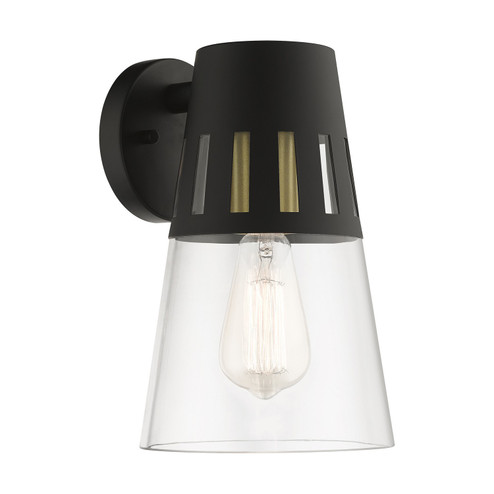 Covington One Light Outdoor Wall Lantern in Black with Soft Gold (107|27972-04)