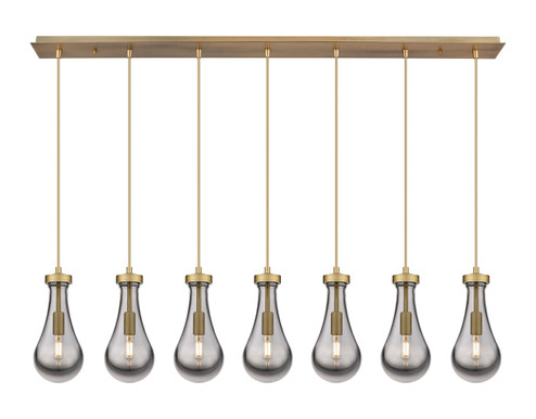 Downtown Urban Seven Light Linear Pendant in Brushed Brass (405|127-451-1P-BB-G451-5SM)