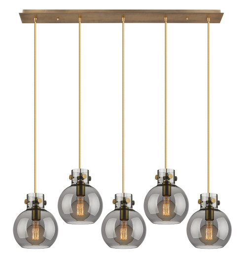 Newton Five Light Linear Pendant in Brushed Brass (405|125-410-1PS-BB-G410-8SM)