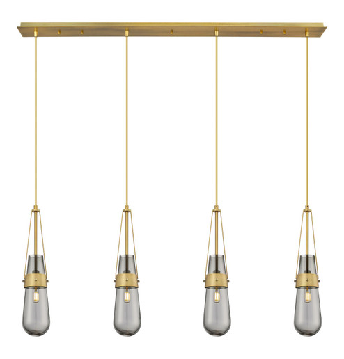 Downtown Urban Four Light Linear Pendant in Brushed Brass (405|124-452-1P-BB-G452-4SM)