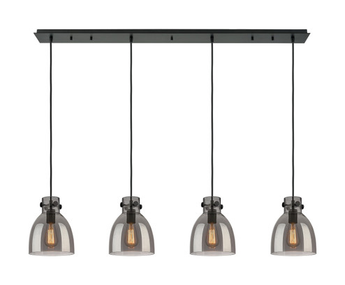 Downtown Urban Four Light Linear Pendant in Matte Black (405|124-410-1PS-BK-G412-8SM)