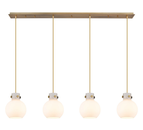 Newton Four Light Linear Pendant in Brushed Brass (405|124-410-1PS-BB-G410-8WH)