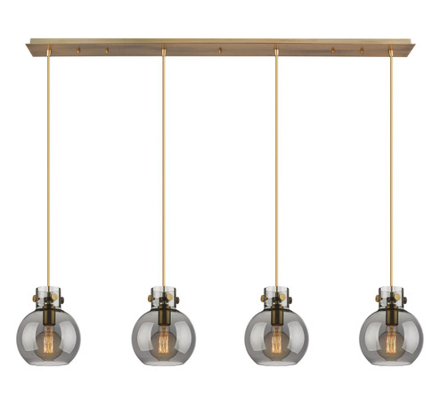 Newton Four Light Linear Pendant in Brushed Brass (405|124-410-1PS-BB-G410-8SM)