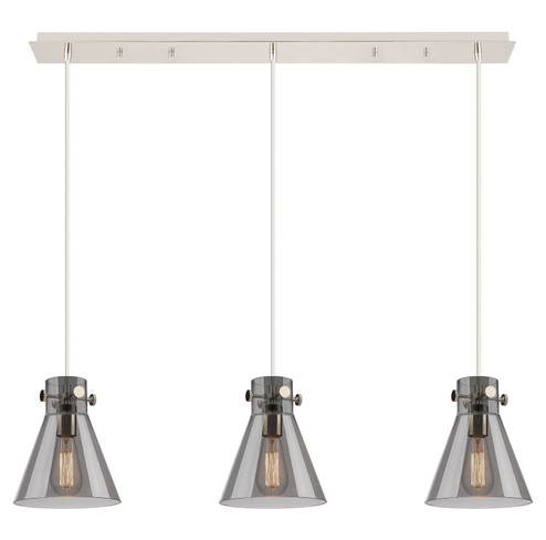 Downtown Urban Three Light Linear Pendant in Polished Nickel (405|123-410-1PS-PN-G411-8SM)