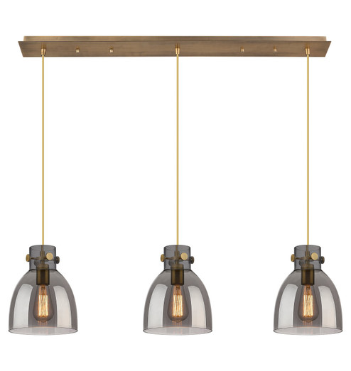 Downtown Urban Three Light Linear Pendant in Brushed Brass (405|123-410-1PS-BB-G412-8SM)