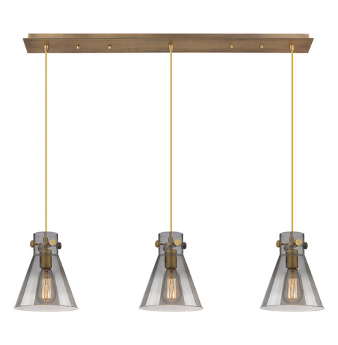 Downtown Urban Three Light Linear Pendant in Brushed Brass (405|123-410-1PS-BB-G411-8SM)