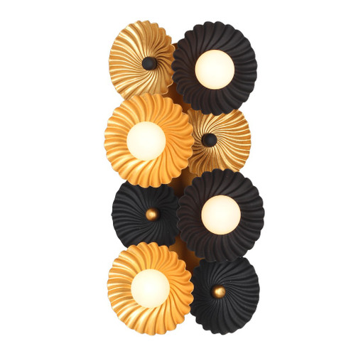 Damask Four Light Wall Sconce in Black and Vintage Brass (33|520321BVB)
