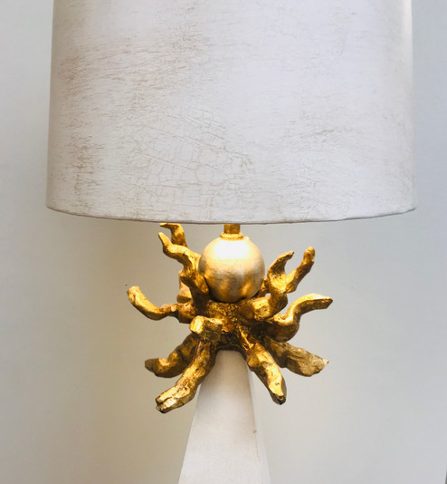 Leda One Light Table Lamp in Tapered Cream Patina w/Gold Leaf (175|TA1001)