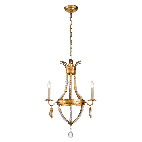 Monteleone Three Light Chandelier in Gold Leaf With Antique (175|CH1036-3)
