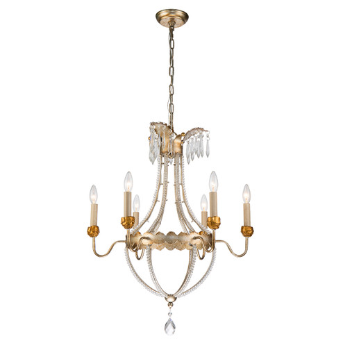 Louis Six Light Chandelier in Distressed Silver and Gold (175|CH1035-6)