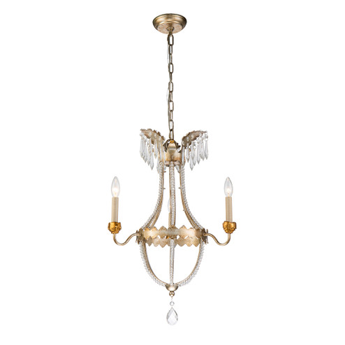 Louis Three Light Mini Chandelier in Distressed Silver and Gold (175|CH1035-3)