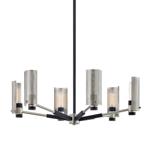 Pilsen Six Light Chandelier in Soft Off Black/Satin Nickel (67|F7116-SFB/SN)