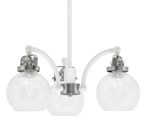 Easton Three Light Chandelier in White & Brushed Nickel (200|1943-WHBN-4100)