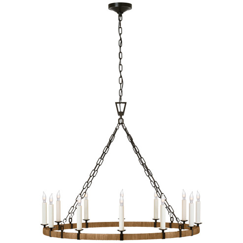 Darlana Wrapped LED Chandelier in Aged Iron and Natural Rattan (268|CHC 5873AI/NRT)