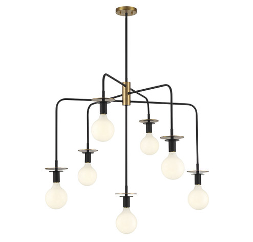 Godfrey Seven Light Chandelier in Matte Black with Warm Brass (159|V6-L1-6005-7-143)