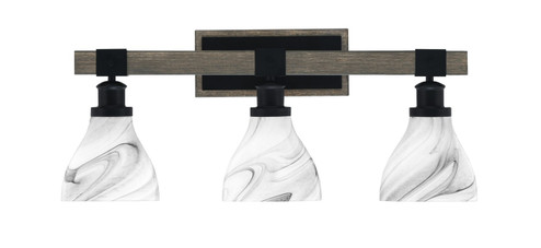 Tacoma Three Light Bath Bar in Matte Black & Painted Distressed Wood-look Metal (200|1843-MBDW-4769)