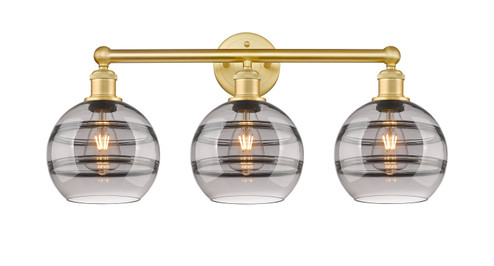 Edison Three Light Bath Vanity in Satin Gold (405|616-3W-SG-G556-8SM)