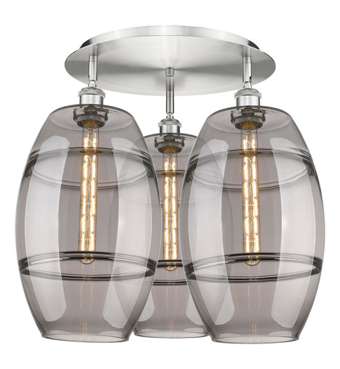 Ballston Three Light Flush Mount in Brushed Brass (405|516-3C-BB-G557-10CL)
