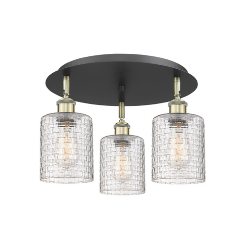 Downtown Urban Three Light Flush Mount in Black Antique Brass (405|516-3C-BAB-G112C-5CL)